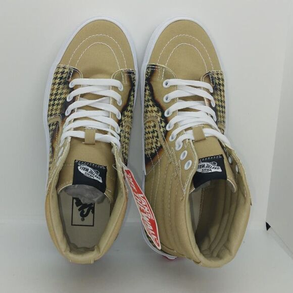VANS SK8 Off the Wall NEW Mens Hi-Top Taupe Raised Lightning Bolt Sneakers-sz. 8 - Picture 3 of 6